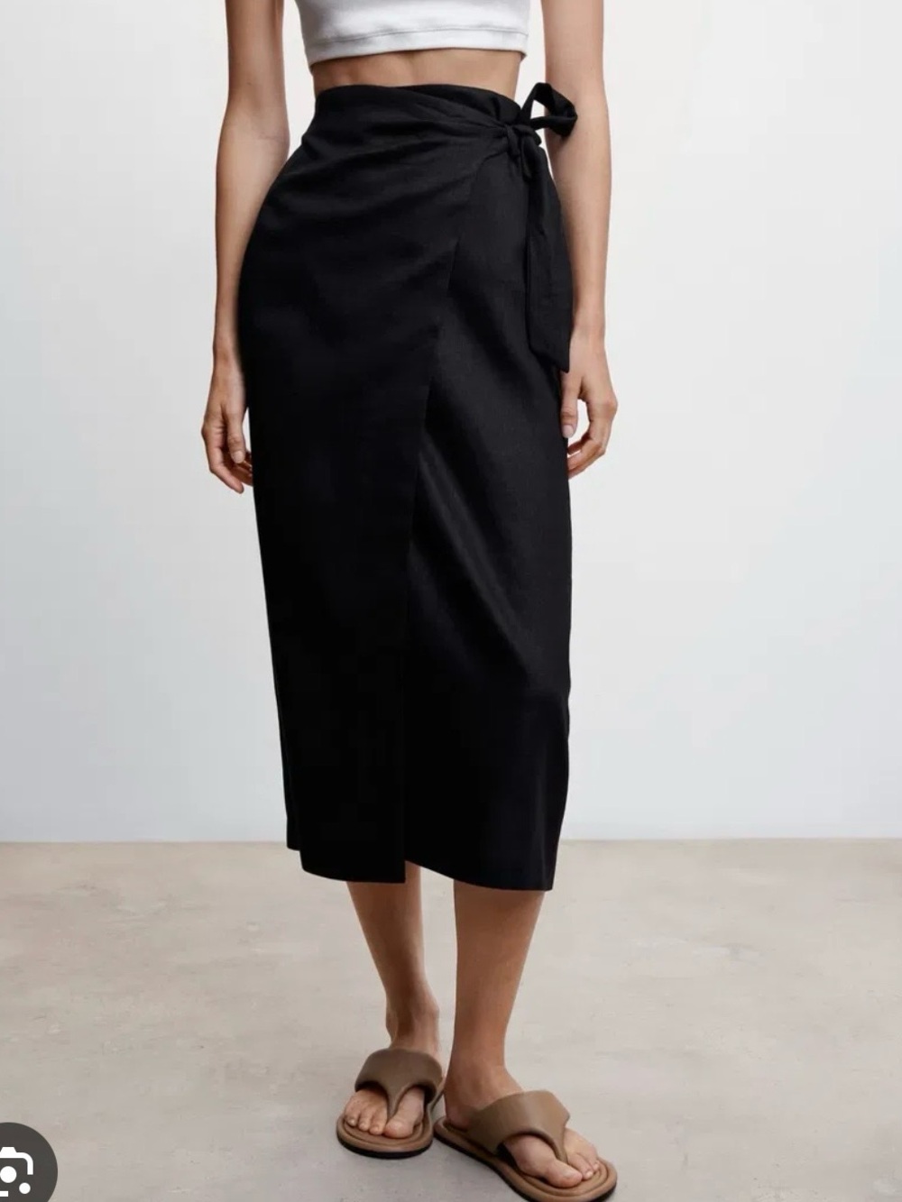 Mango linen wrap skirt